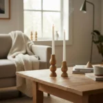 Artisan-Turned Beech Wood Taper Holders Set of 2