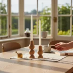 Artisan-Turned Beech Wood Taper Holders Set of 2