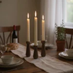 Artisan-Turned Beech Wood Taper Holders – Set of 3 Sculptural Silhouettes