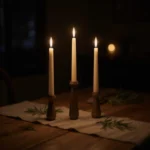Artisan-Turned Beech Wood Taper Holders – Set of 3 Sculptural Silhouettes