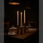 Artisan-Turned Beech Wood Taper Holders – Set of 3 Sculptural Silhouettes