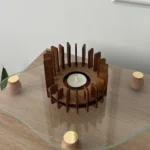 Artisan-Turned Hardwood Candle Holder – Minimalist Taper & Sculptural Tealight