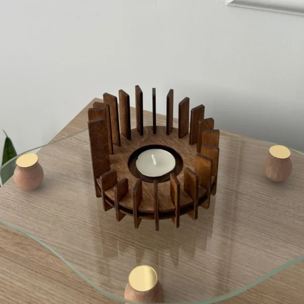 Artisan-Turned Hardwood Candle Holder – Minimalist Taper & Sculptural Tealight