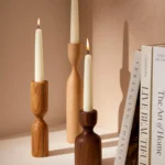 Artisan-Turned Hardwood Candlestick Trio