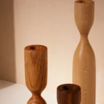 Artisan-Turned Hardwood Candlestick Trio