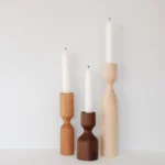 Artisan-Turned Hardwood Candlestick Trio
