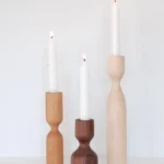 Artisan-Turned Hardwood Candlestick Trio