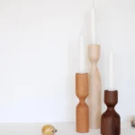 Artisan-Turned Hardwood Candlestick Trio