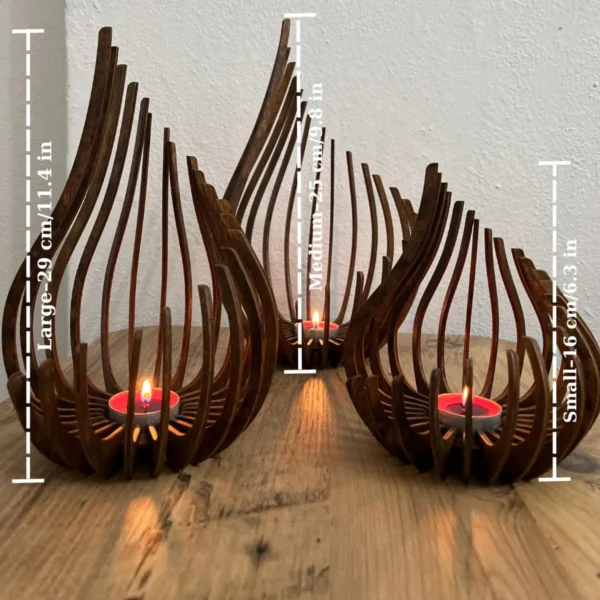 Artisan-Turned Hardwood & Sculptural Tealight Set – A Symphony of Light