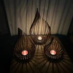 Artisan-Turned Hardwood & Sculptural Tealight Set – A Symphony of Light