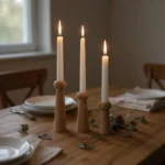 Artisan-Turned Solid Beech Candle Holder Set of 3 – A Symphony of Natural Elegance
