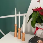 Artisan-Turned Solid Beech Candle Holder Set of 3 – A Symphony of Natural Elegance