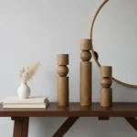 Hand-Turned Artisan Hornbeam Candle Holder Set of 3