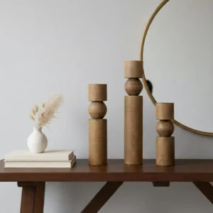 Hand-Turned Artisan Hornbeam Candle Holder Set of 32