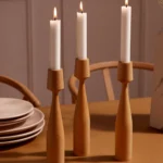 Hand-Turned Maple Artisan Candlesticks – Set of 3