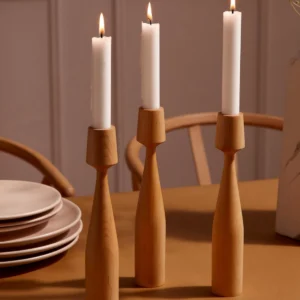Hand-Turned Maple Artisan Candlesticks – Set of 32