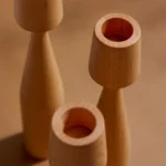 Hand-Turned Maple Artisan Candlesticks – Set of 3