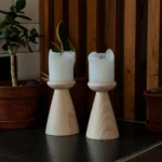 Hand-Turned Solid Ash Candle Holder Set of 2 – A Masterpiece of Nature’s Artistry