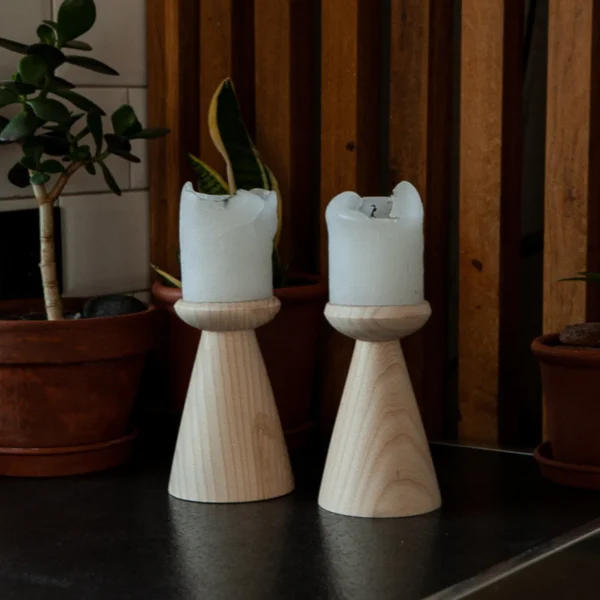 Hand-Turned Solid Ash Candle Holder Set of 2 – A Masterpiece of Nature’s Artistry