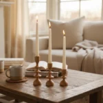 Handcrafted Solid Beech Sculptural Candle Holder Set – Trio of Organic Elegance