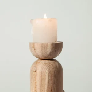 Handcrafted Solid Wood Candle Holder Trio – A Timeless Celebration of Nature2