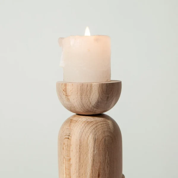 Handcrafted Solid Wood Candle Holder Trio – A Timeless Celebration of Nature