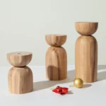 Handcrafted Solid Wood Candle Holder Trio – A Timeless Celebration of Nature