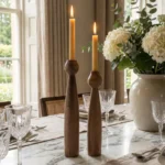 Handcrafted Wood Candle Holder Set of 2 - Anniversary Gift