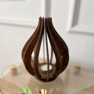 Handcrafted Wooden Lotus Candle Holder – Sculptural Tealight Lantern2
