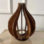 Handcrafted Wooden Lotus Candle Holder – Sculptural Tealight Lantern