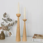 Set of 2 Hand-Turned Maple Candlesticks – Minimalist Duo