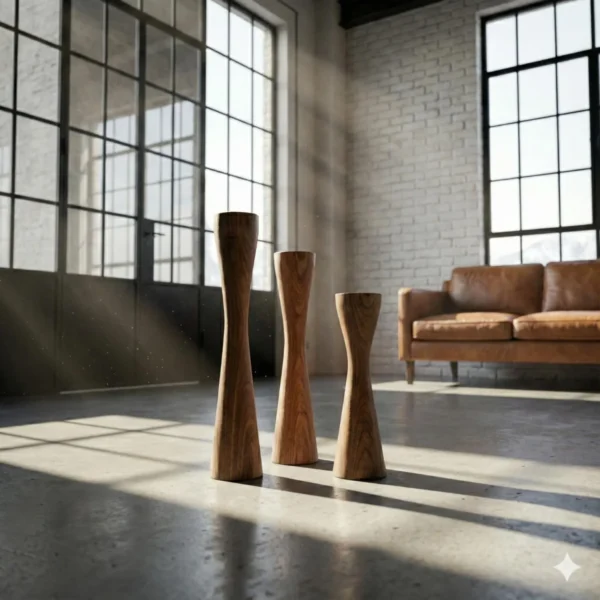 Set of 3 Hand-Turned Artisan Hornbeam Candle Holder