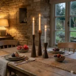 Set of 3 Handcrafted Artisan Hornbeam Candle Holder