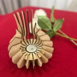 Wooden Lotus Tealight Candle Holder – Sculptural Laser-Cut Table Lantern