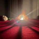 Wooden Lotus Tealight Candle Holder – Sculptural Laser-Cut Table Lantern